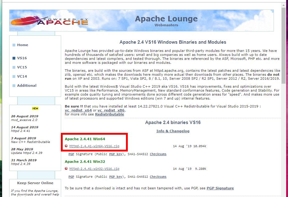 Проверка корректности установки службы Apache2.4